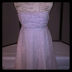 J.Crew Strapless Polka Dot Midi Dress - White/Navy - Size 4
